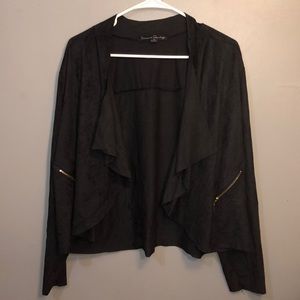 French Laundry Black Velvet Drape Cardigan